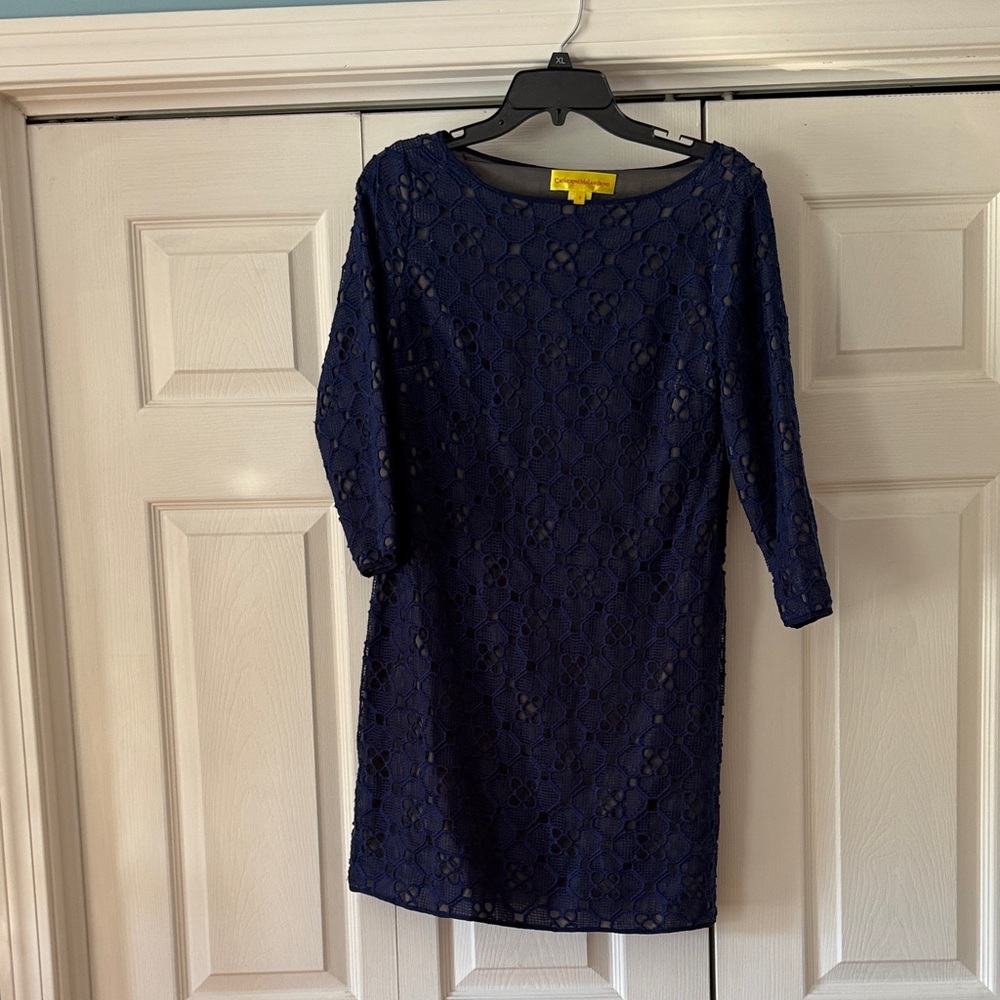 Catherine Malandrino Navy Floral Lace Dress